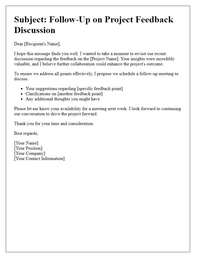 Letter template of revisiting project feedback discussion