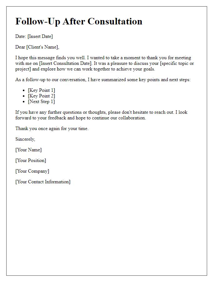 Letter template of follow-up after client consultation