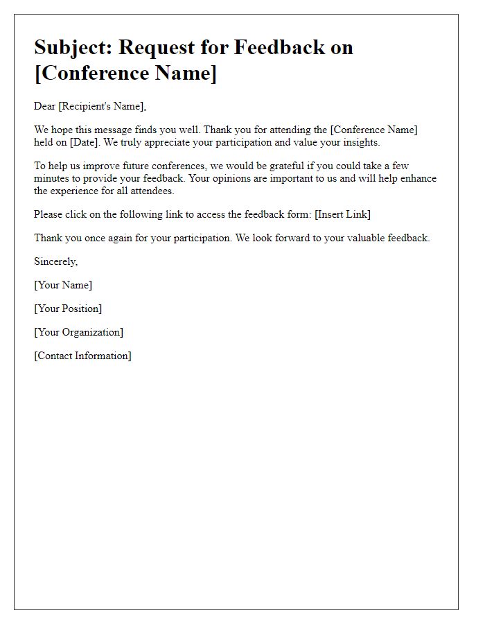 Letter template of conference feedback request