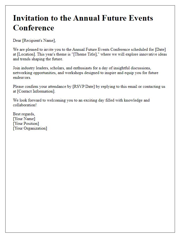 Letter template of conference invitation to future events