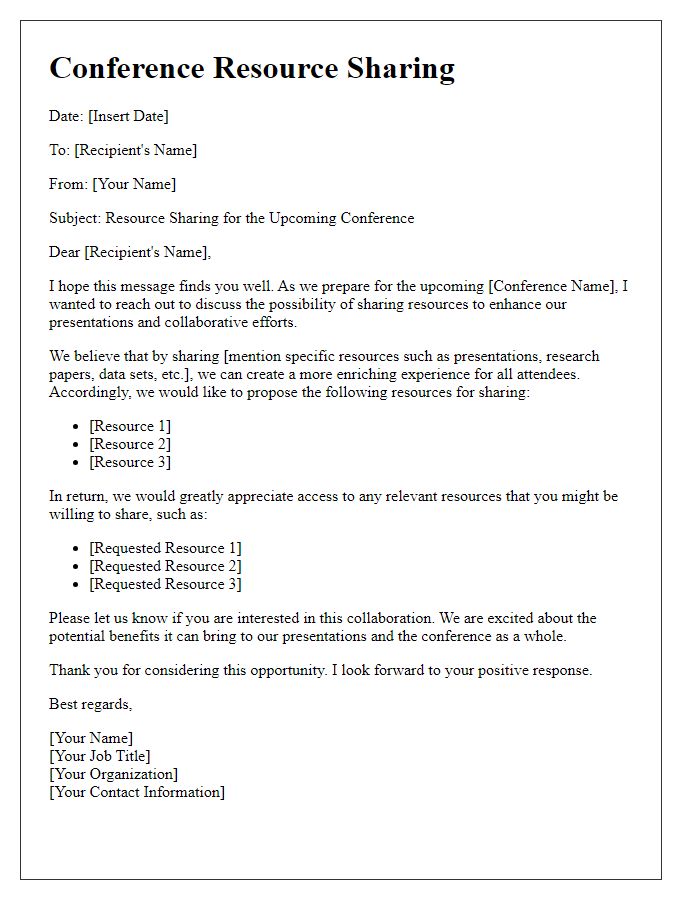 Letter template of conference resource sharing