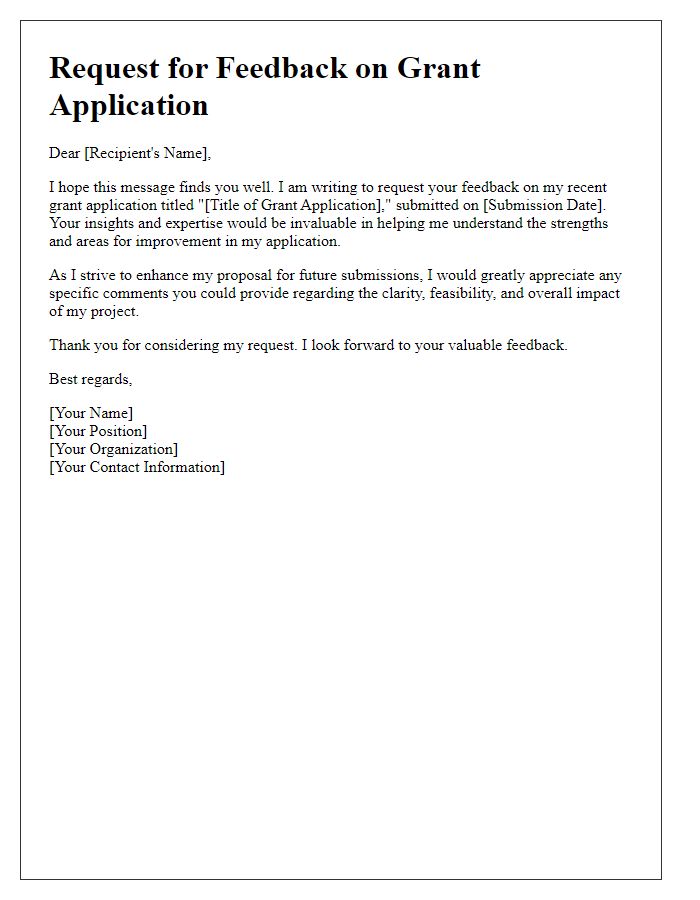 Letter template of grant application feedback request