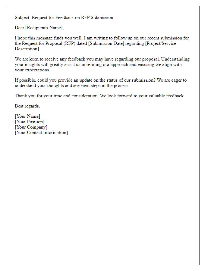 Letter template of checking RFP submission feedback