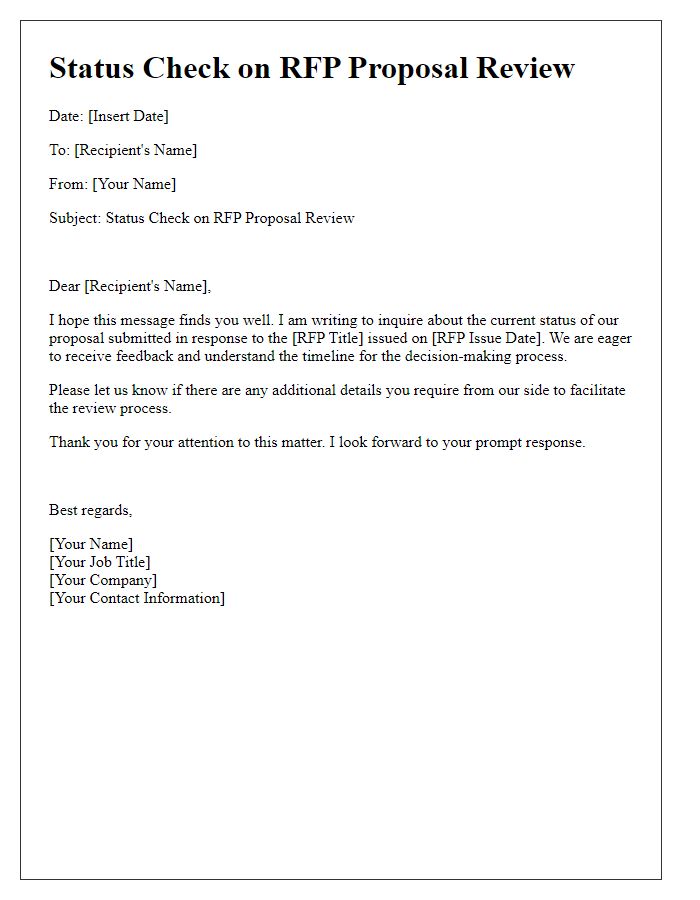 Letter template of status check on RFP proposal review