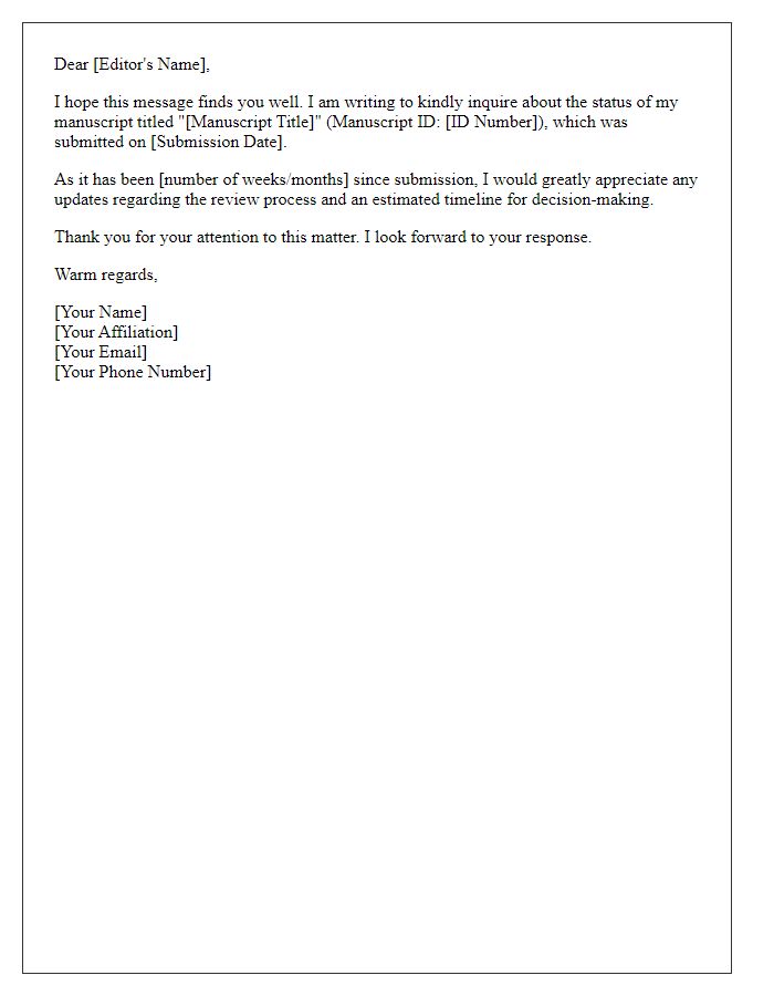 Letter template of follow-up on manuscript review process