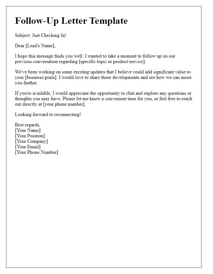 Letter template of follow-up for nurturing cold leads