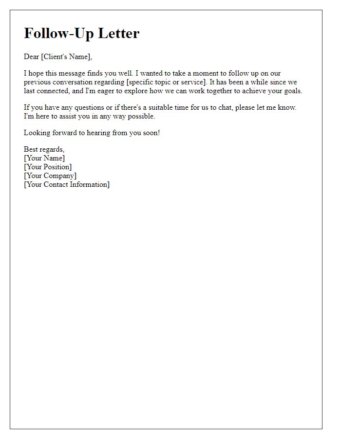 Letter template of follow-up for re-engaging potential clients