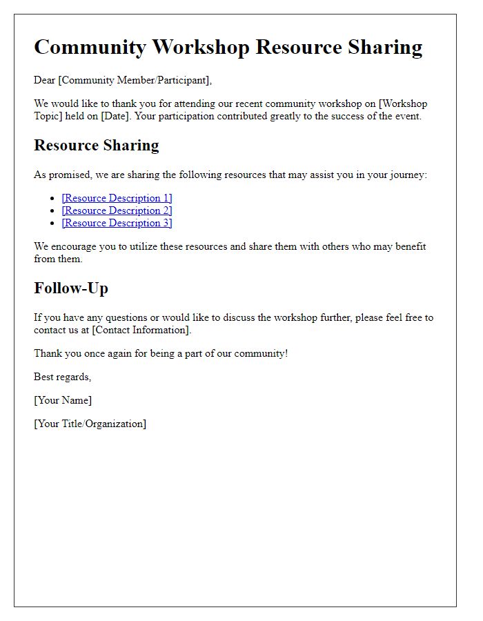 Letter template of resources sharing post community workshop