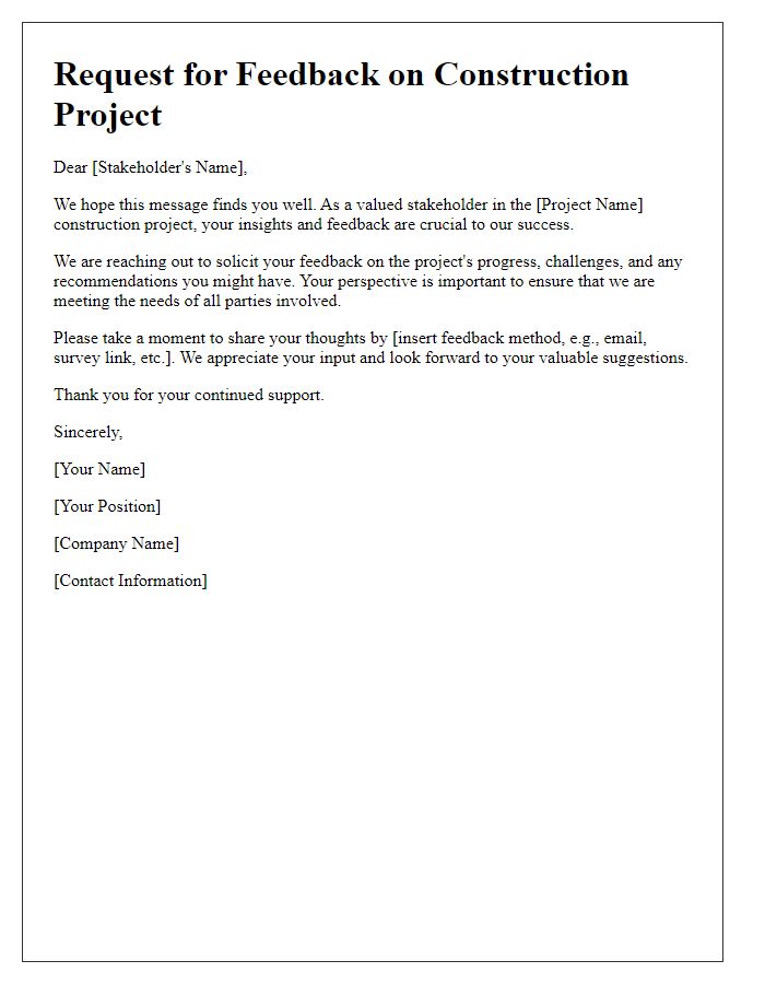 Letter template of construction project stakeholder feedback solicitation