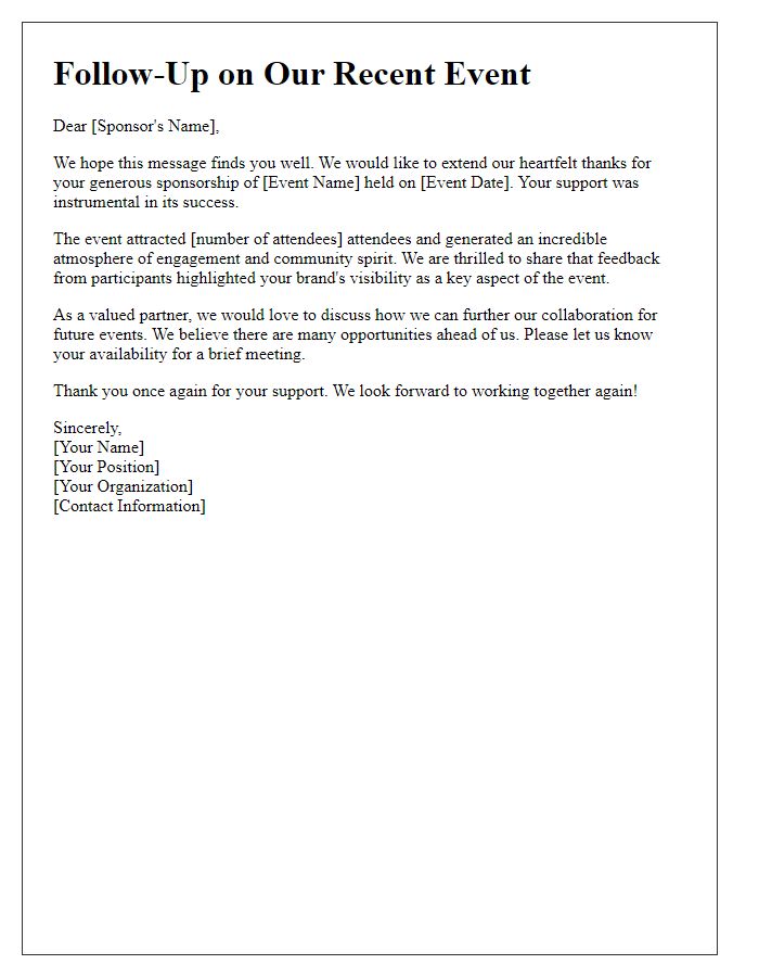 Letter template of event sponsorship follow-up after event completion