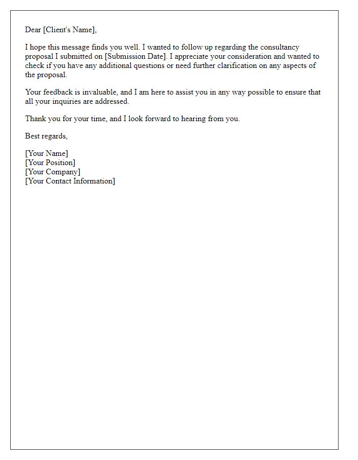 Letter template of Consultancy Proposal Follow-Up for Additional Questions