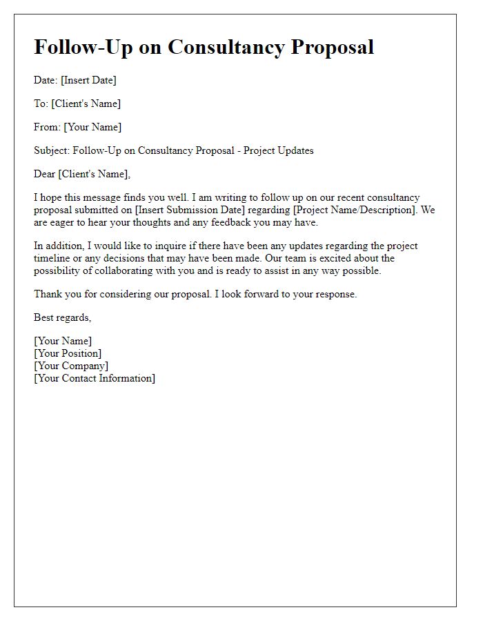 Letter template of Consultancy Proposal Follow-Up for Project Updates