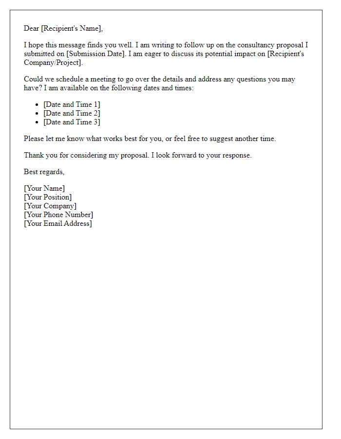 Letter template of Consultancy Proposal Follow-Up for Scheduling a Meeting