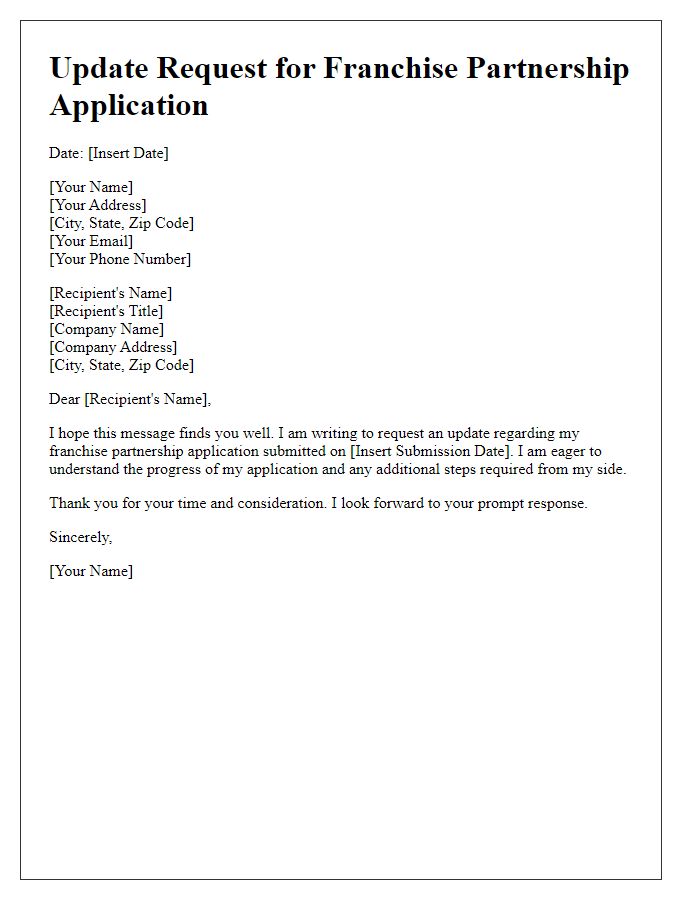 Letter template of update request for franchise partnership application