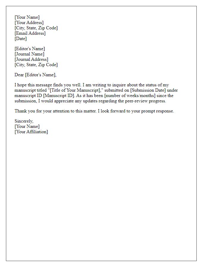 Letter template of update request for peer-reviewed article