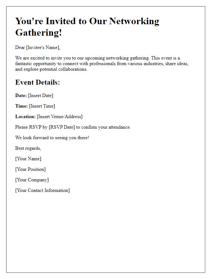 Letter template of event invitation for networking gathering