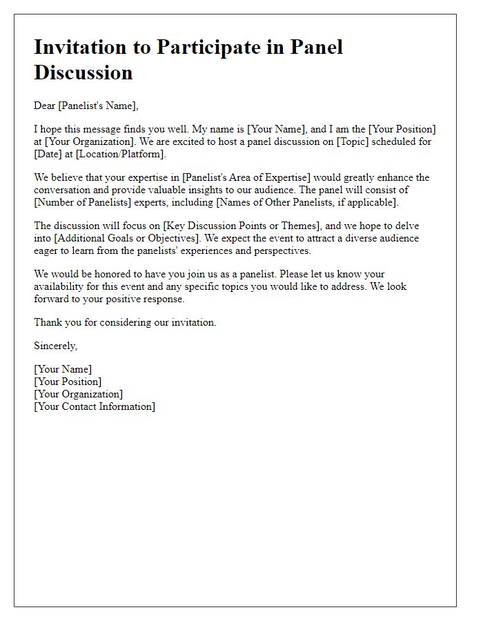 Letter template of introduction for panel discussion