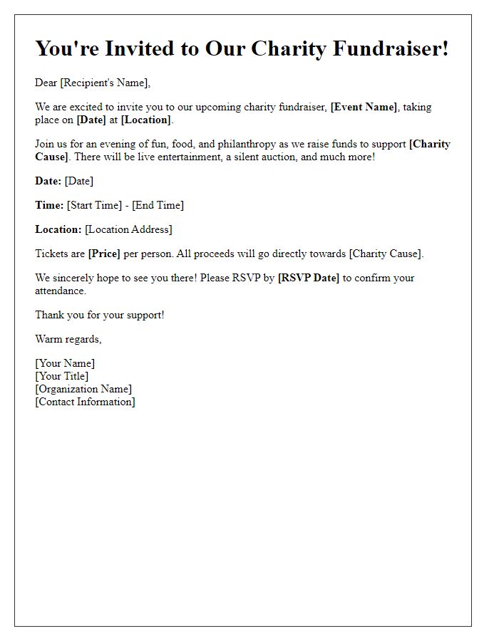 Letter template of invitation for charity fundraiser