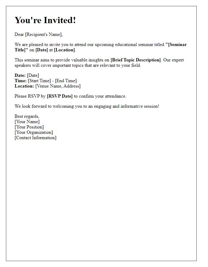 Letter template of invitation for educational seminar