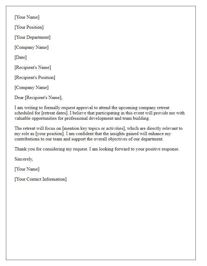 Letter template of request to attend company retreat