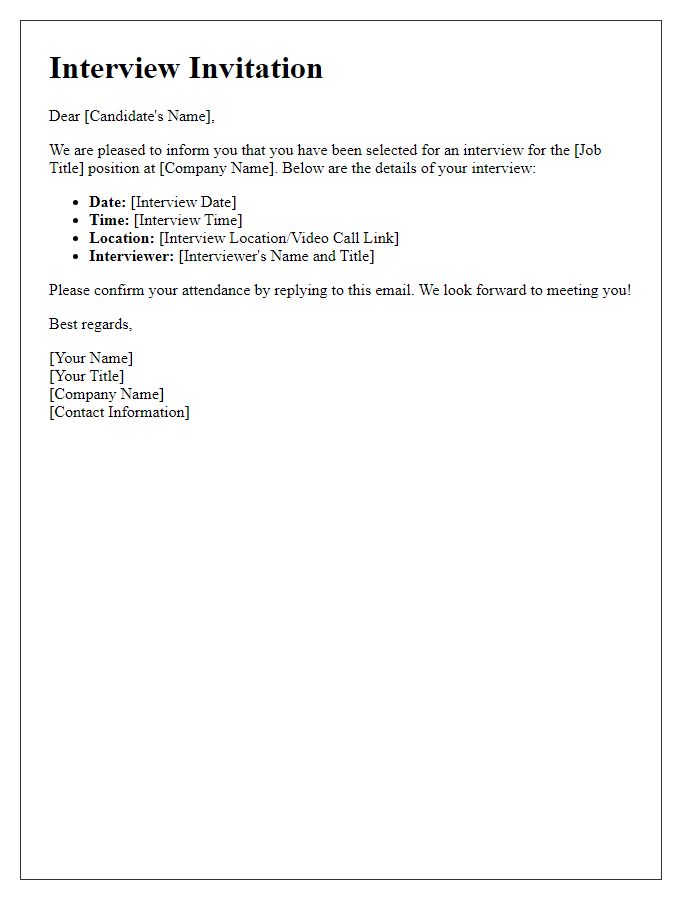 Letter template of upcoming interview details