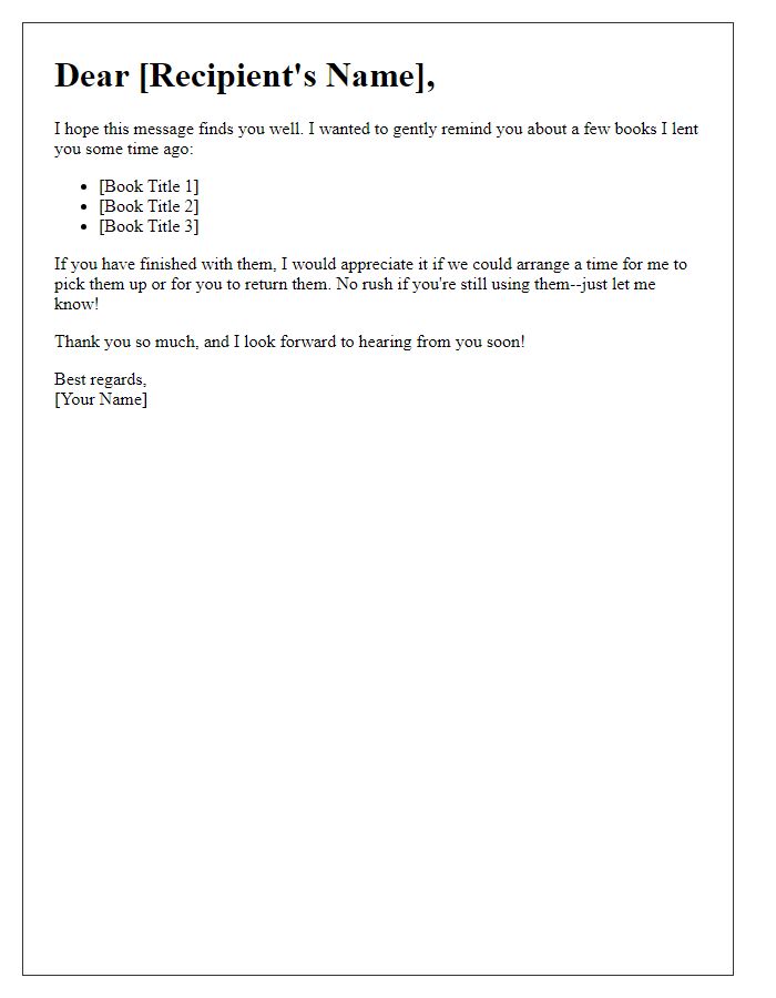 Letter template of gentle nudge for returning borrowed books