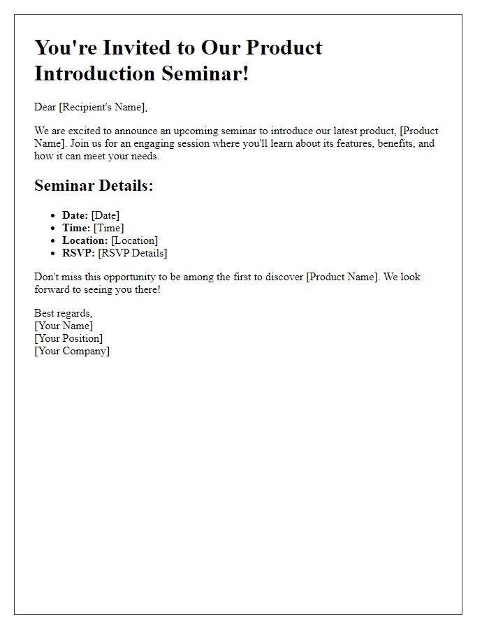 Letter template of product introduction seminar announcement