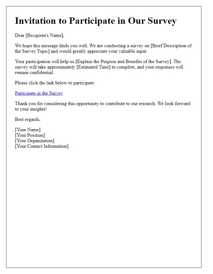 Letter template of invitation for survey participation