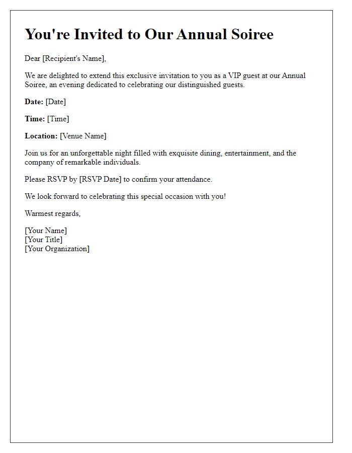 Letter template of VIP invitation for the annual soire