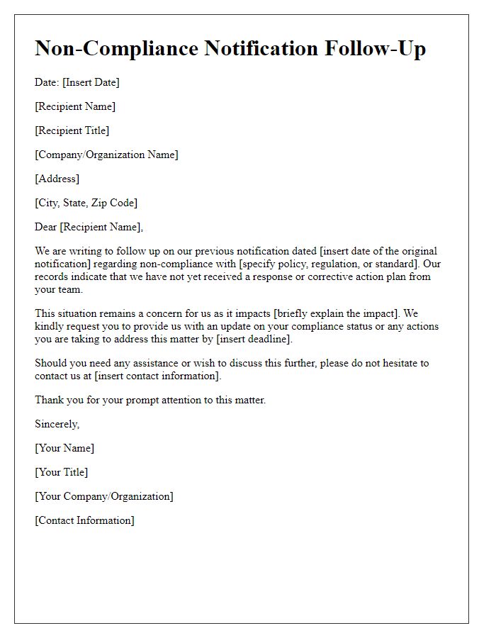 Letter template of non-compliance notification follow-up