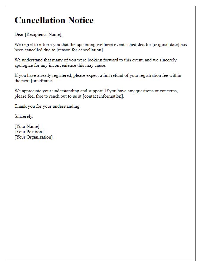 Letter template of cancellation of wellness wellness event