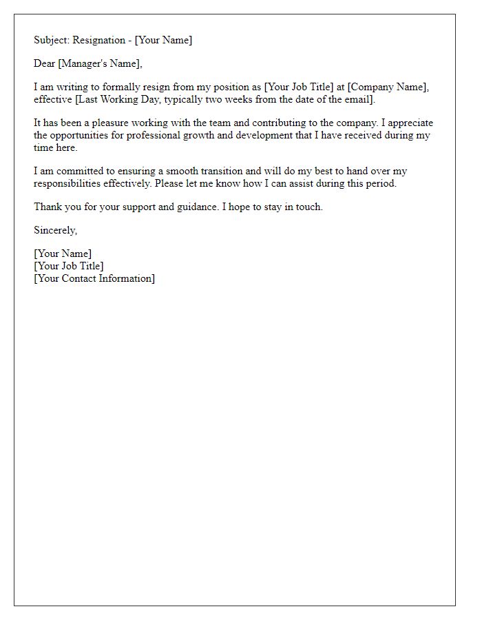 Letter template of resignation email from HR staff