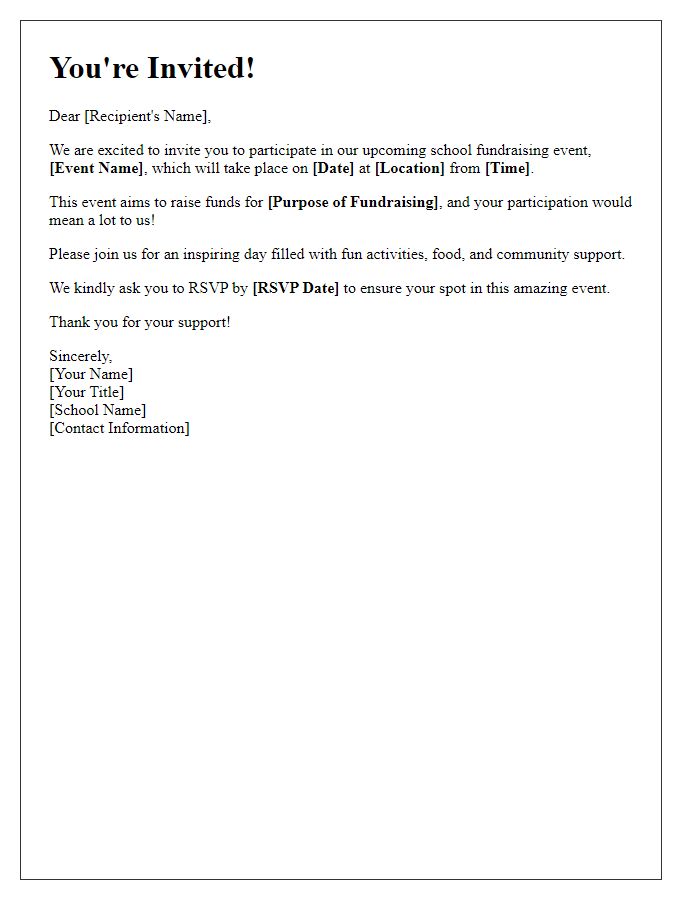 Letter template of invitation for school fundraiser participation