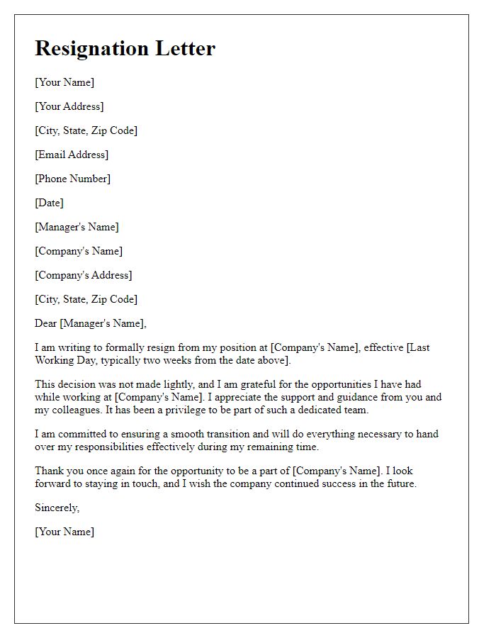 Letter template of resignation for maintaining professional standards.