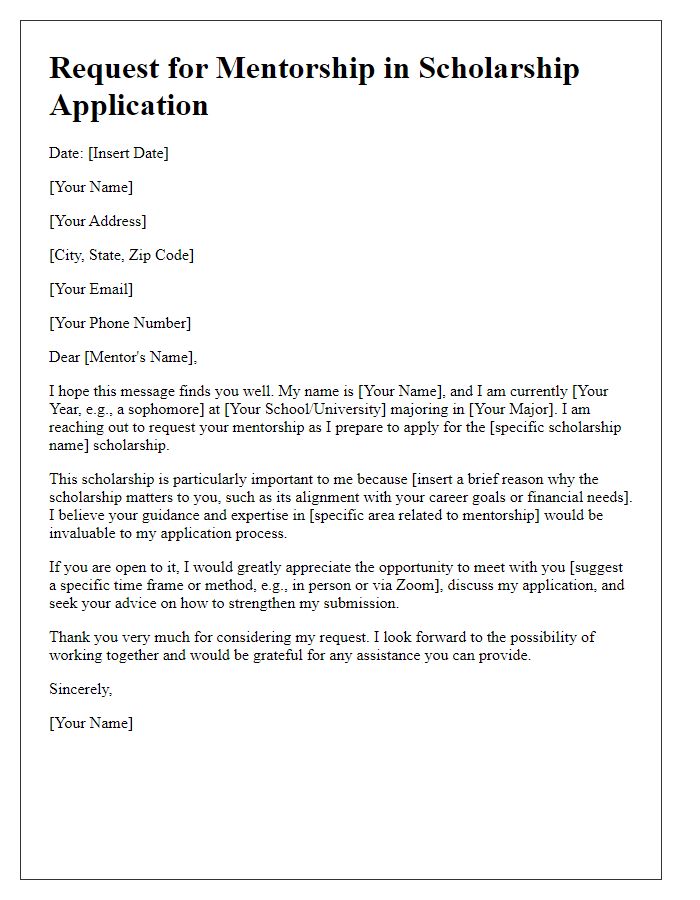 Letter template of request for scholarship application mentorship