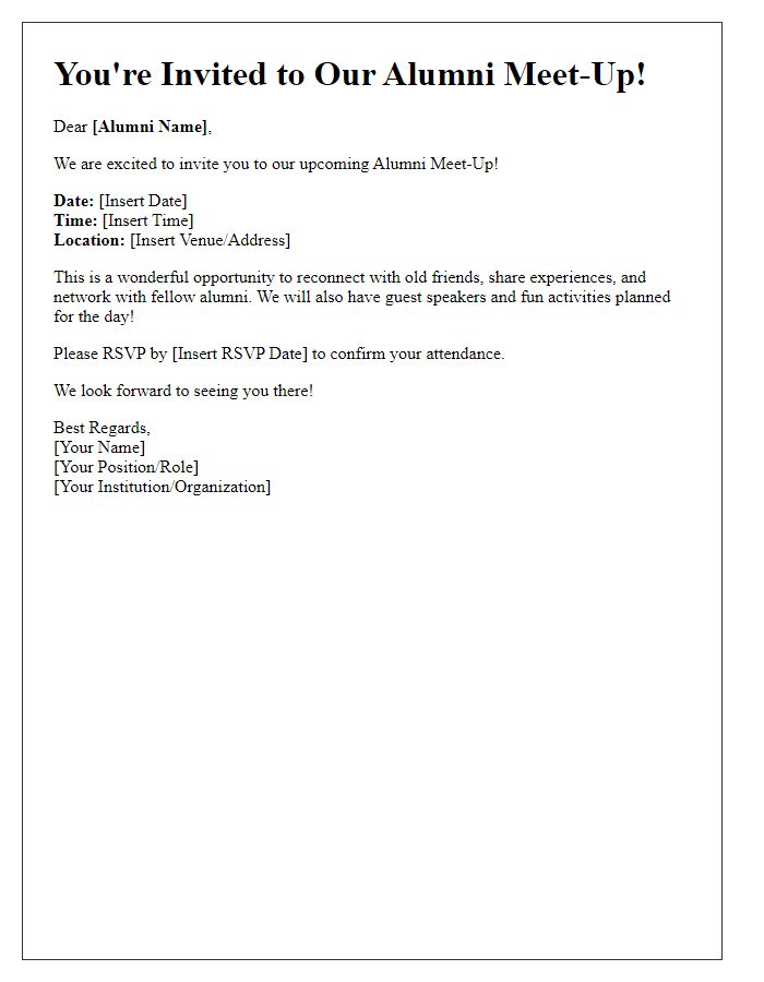 Letter template of alumni meet-up invitation