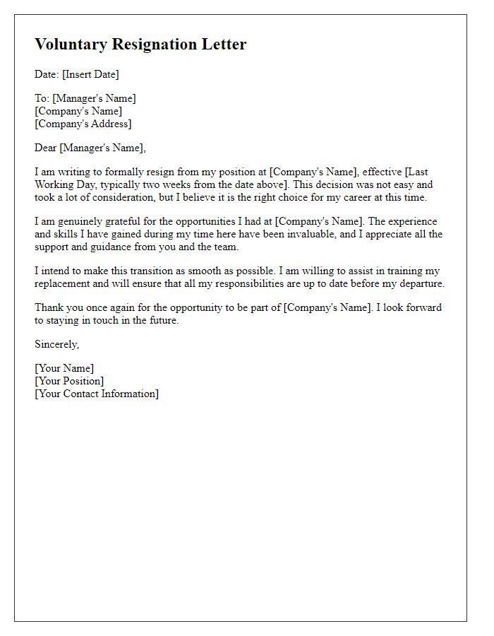 Letter template of voluntary resignation from a start-up.