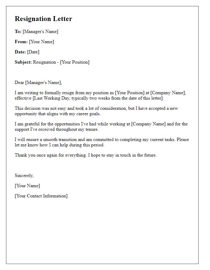 Letter template of resignation by fax for remote employees accepting a new job