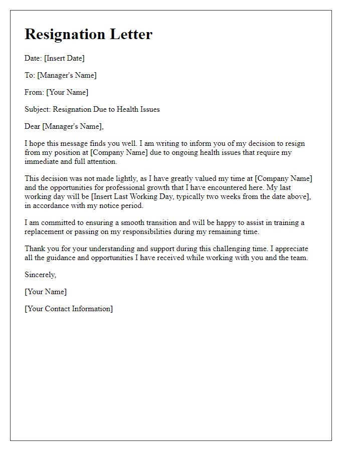 Letter template of resignation by fax for remote employees due to health issues