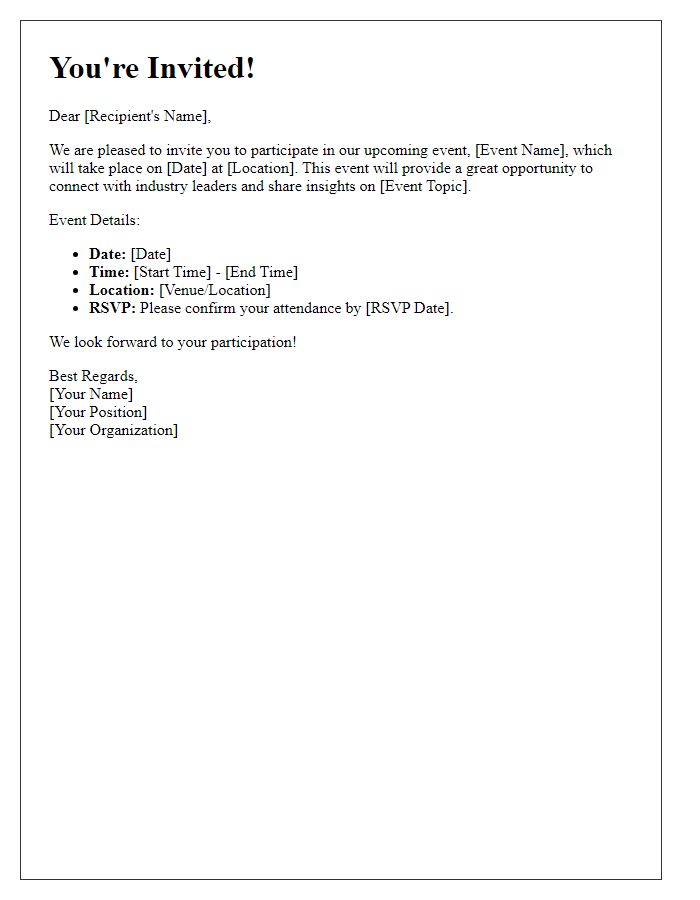 Letter template of Event Participation Invitation