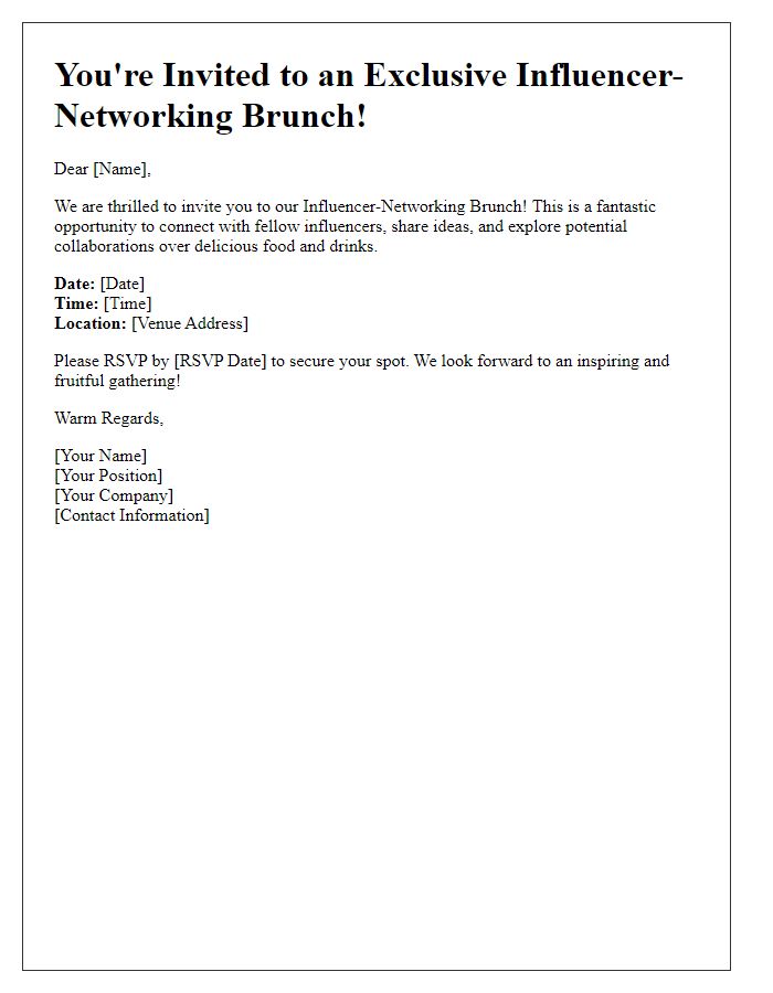 Letter template of influencer-networking brunch invitation