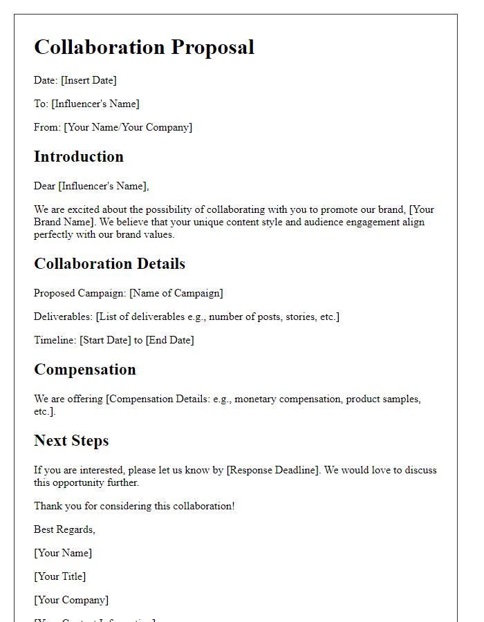 Letter template of influencer collaboration framework