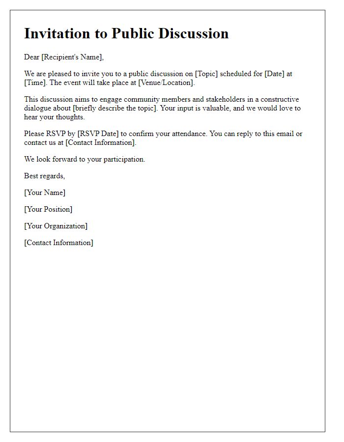 Letter template of invitation for public discussion