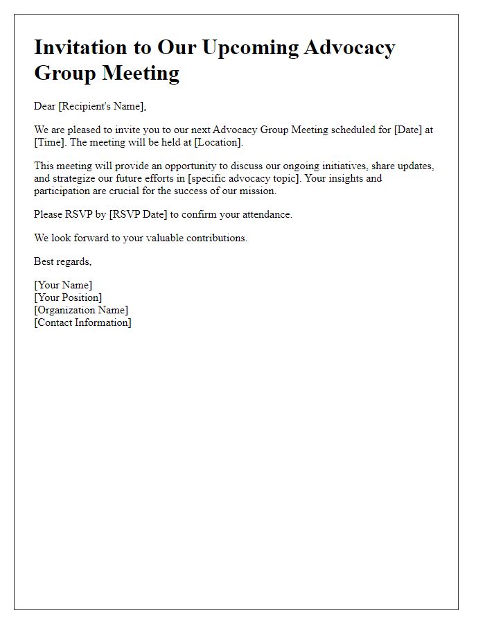 Letter template of Invitation to Advocacy Group Meeting