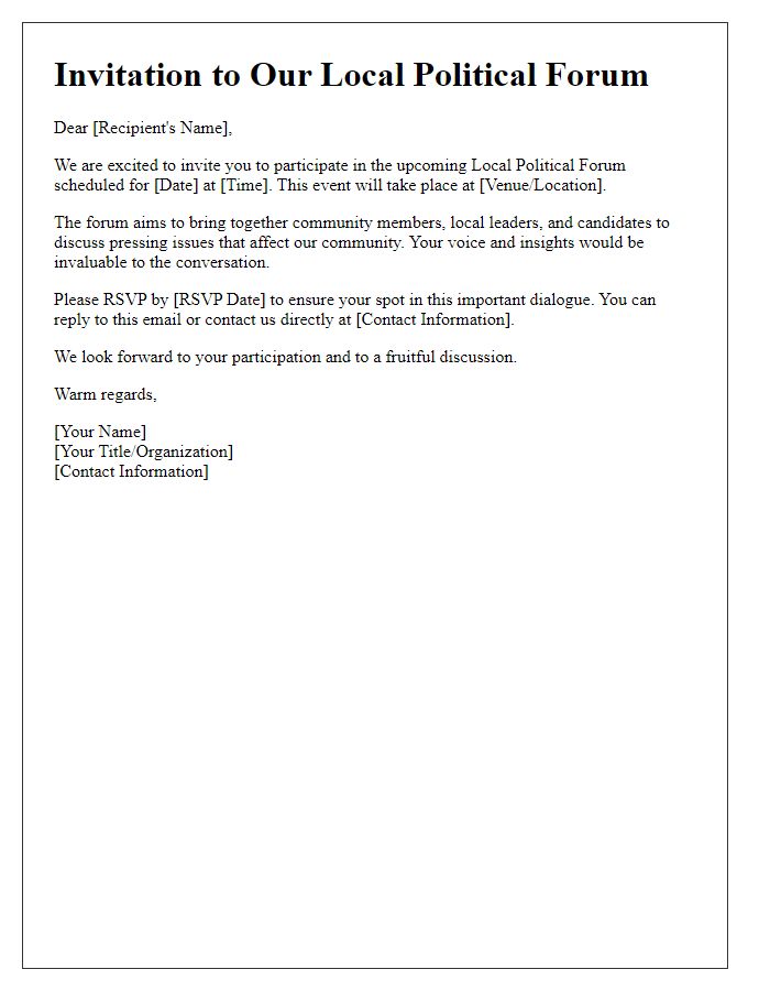 Letter template of Invitation to Local Political Forum