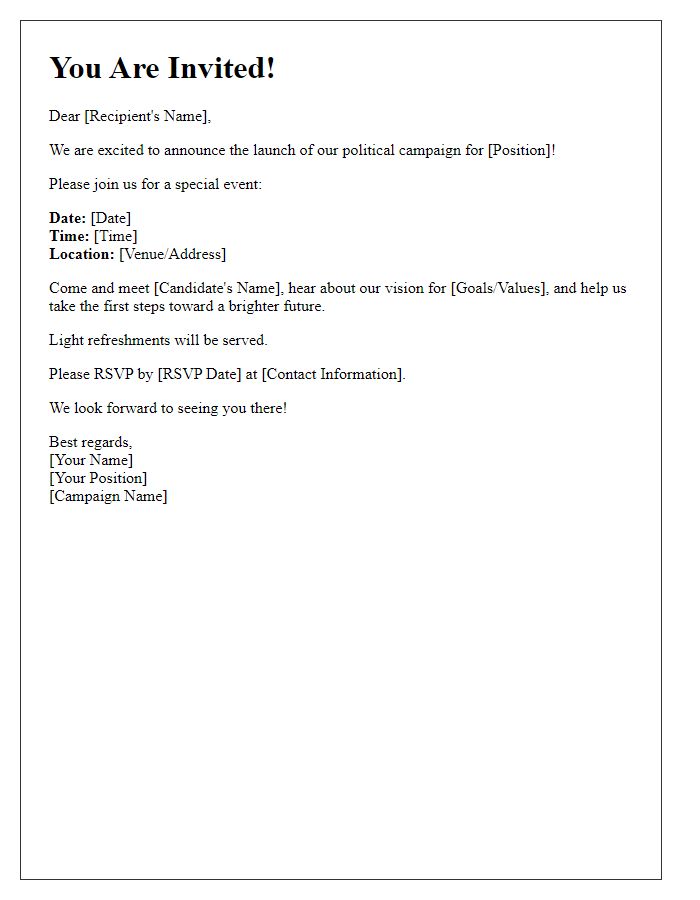 Letter template of Invitation for Political Campaign Launch