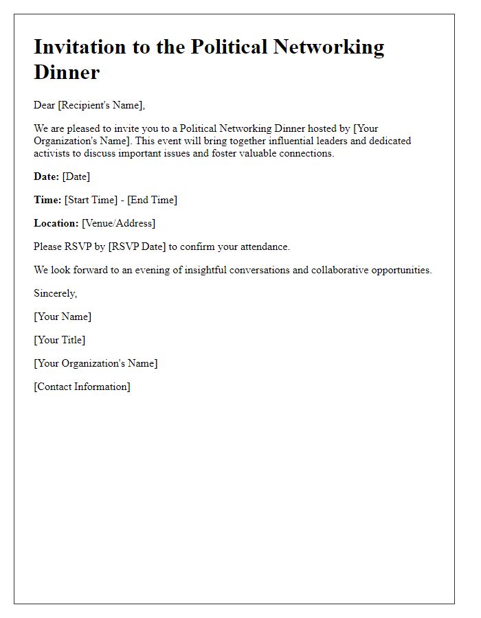 Letter template of Invitation for Political Networking Dinner