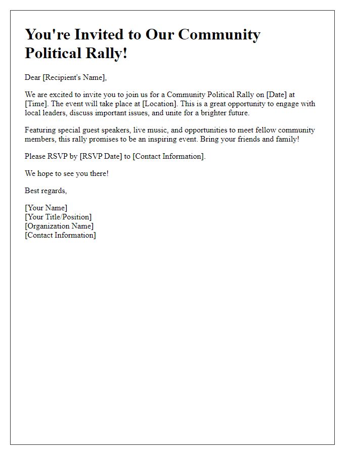 Letter template of Invite for Community Political Rally