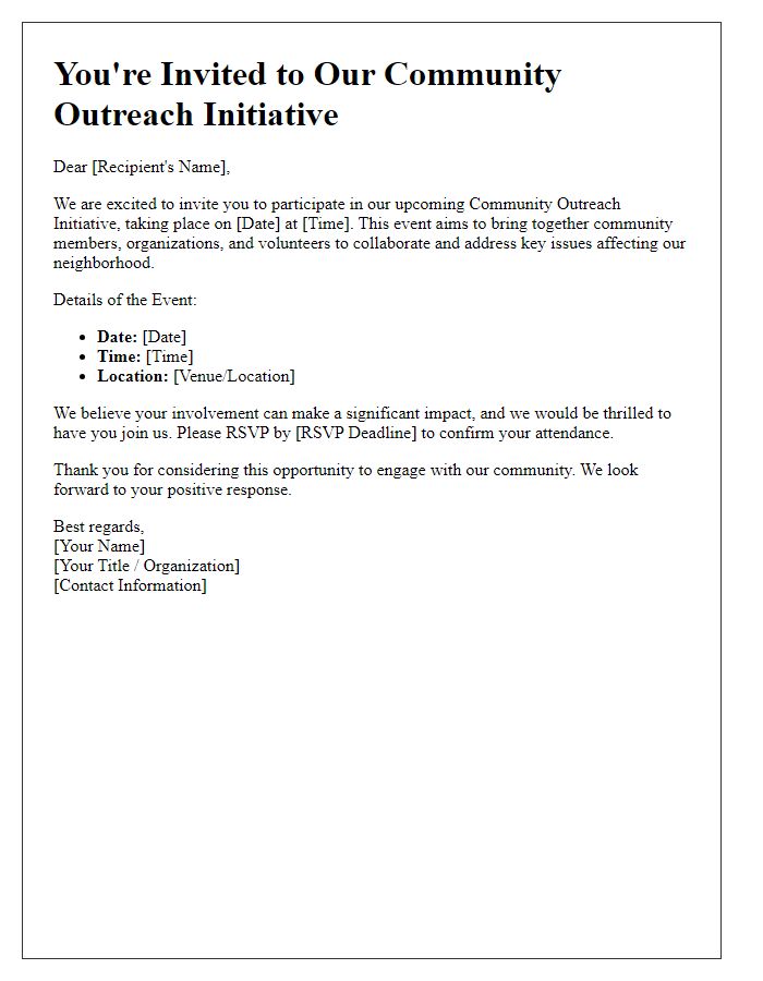 Letter template of community outreach initiative invitation