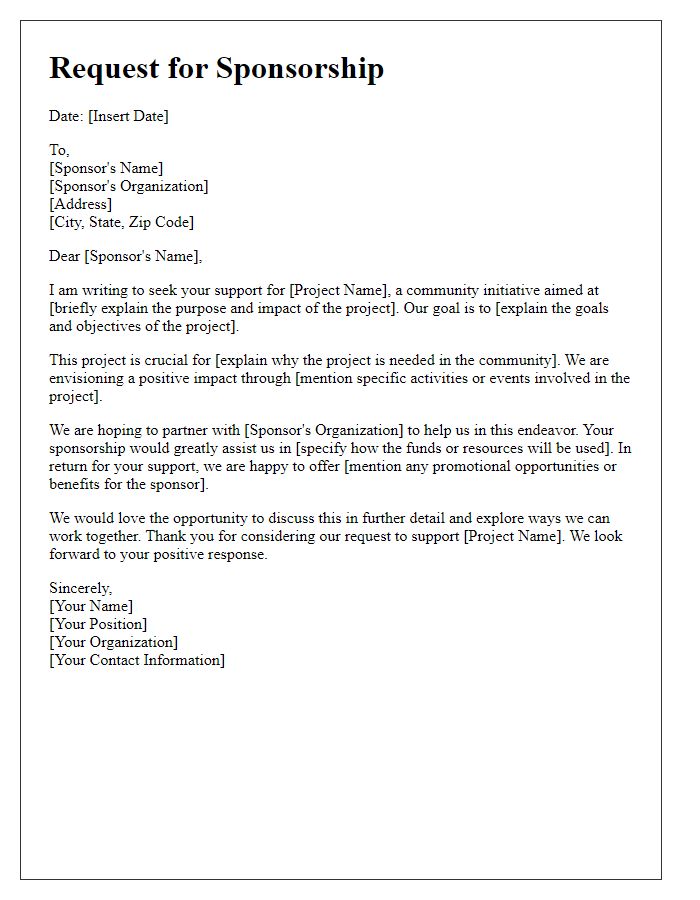 Letter template of sponsorship request for community projects